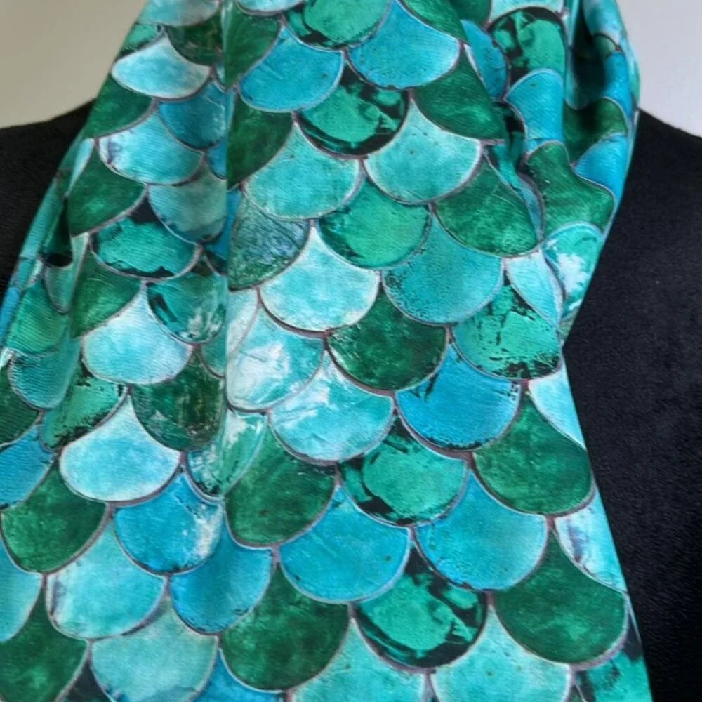 Women's Chiffon Scarf Wrap 55X39  ermaid Scale Pattern for MermaidCore Whimsy Fa
